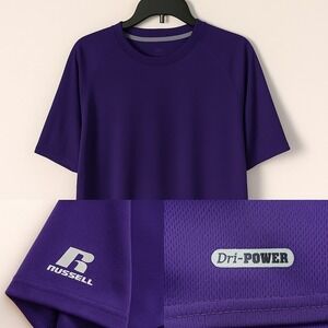 Russell Athletic Dri-Power Shirt Men Small Purple Performance Gym Running Sporty